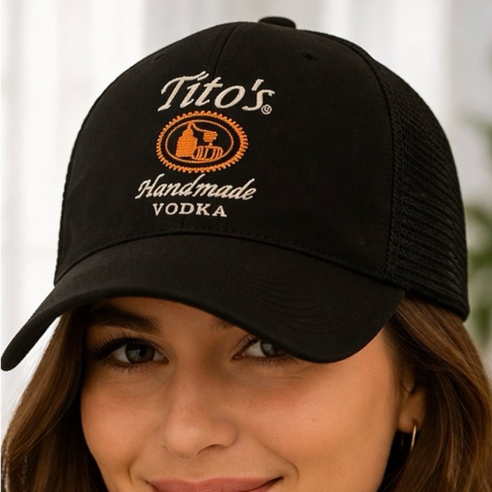 Tito's Handmade Vodka Black Logo Trucker Hat